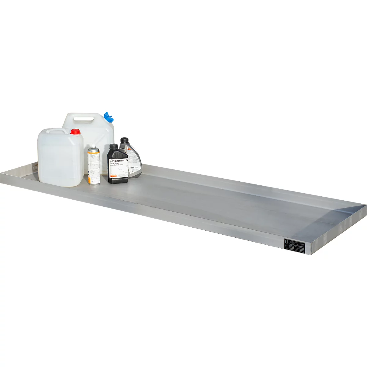 Bauer Kleingebindewanne KGW 5 V4A, ohne Lochblechrost, L 1850 x B 600 x H 60 mm, 60 L, 150 kg, Edelstahl 1.4571, Silber