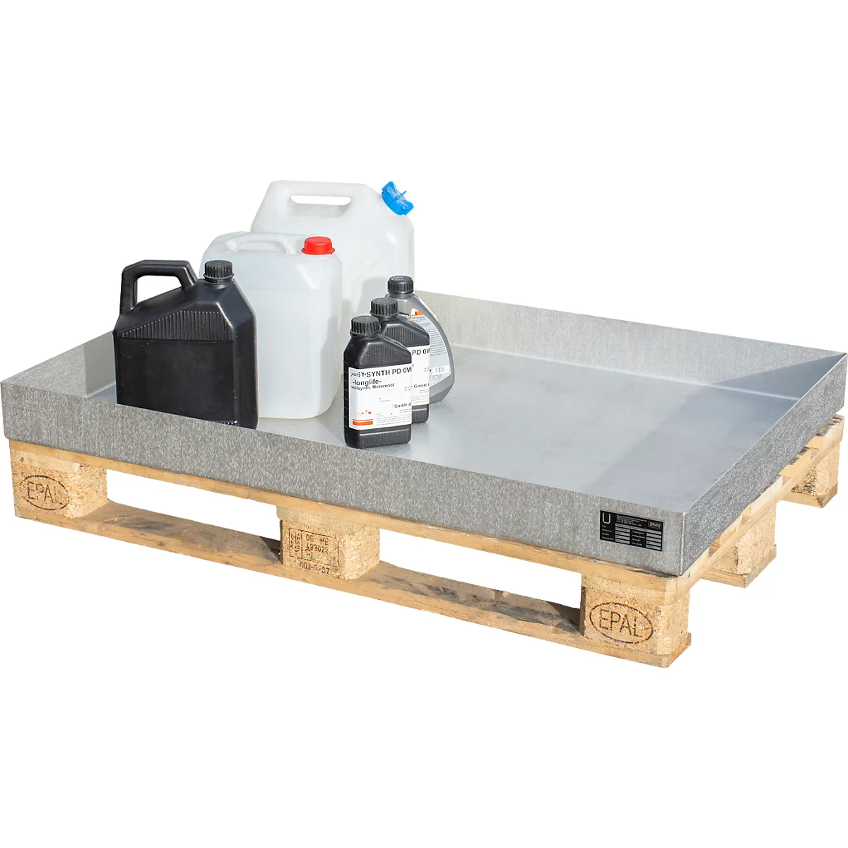 Bauer Kleingebindewanne KGW-P 3 V4A, für Euro- und Chemiepaletten, Edelstahl, L 1200 x B 800 x H 120 mm, bis 200 kg