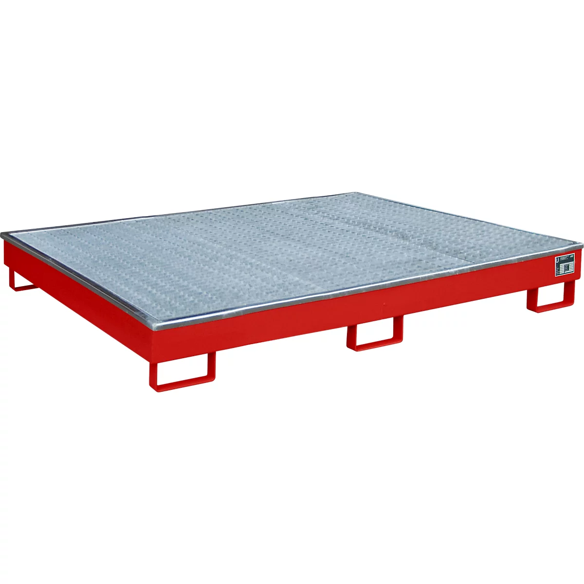 Bauer legbordbak RW-GR 1800 PE, met PE inzet, met rooster, L 1765 x B 1315 x H 255 mm, vlamrood RAL 3000