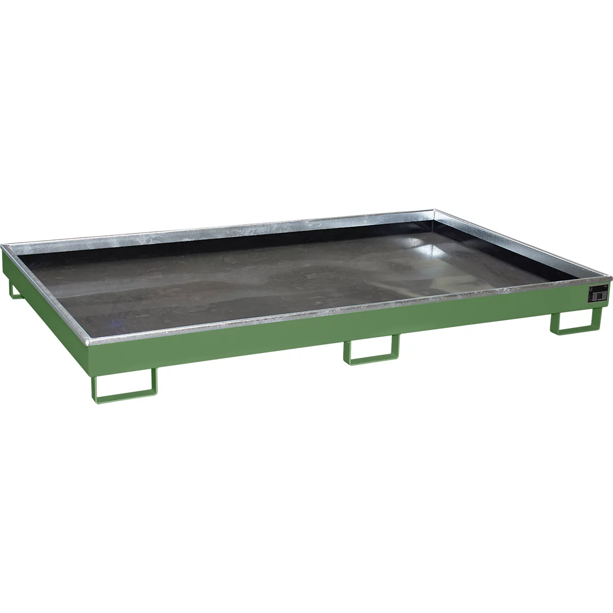Bauer Regalwanne RW 2200-1 PE, mit PE-Einsatz, lackiert, L 2165 x B 1315 x H 230 mm, resedagrün RAL 6011