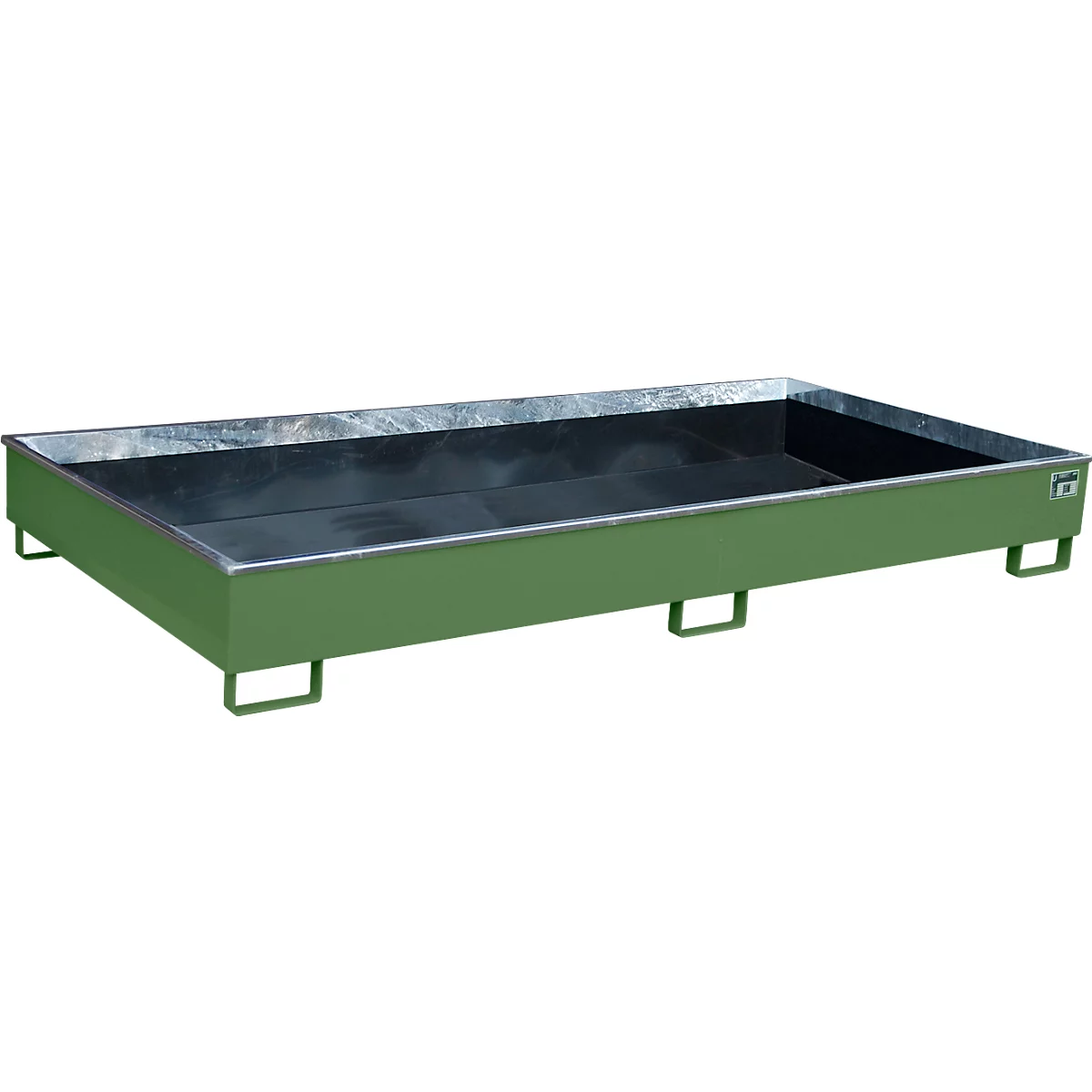 Bauer Regalwanne RW 2700-2 PE, mit PE-Einsatz, L 2665 x B 1315 x H 305 mm, resedagrün RAL 6011