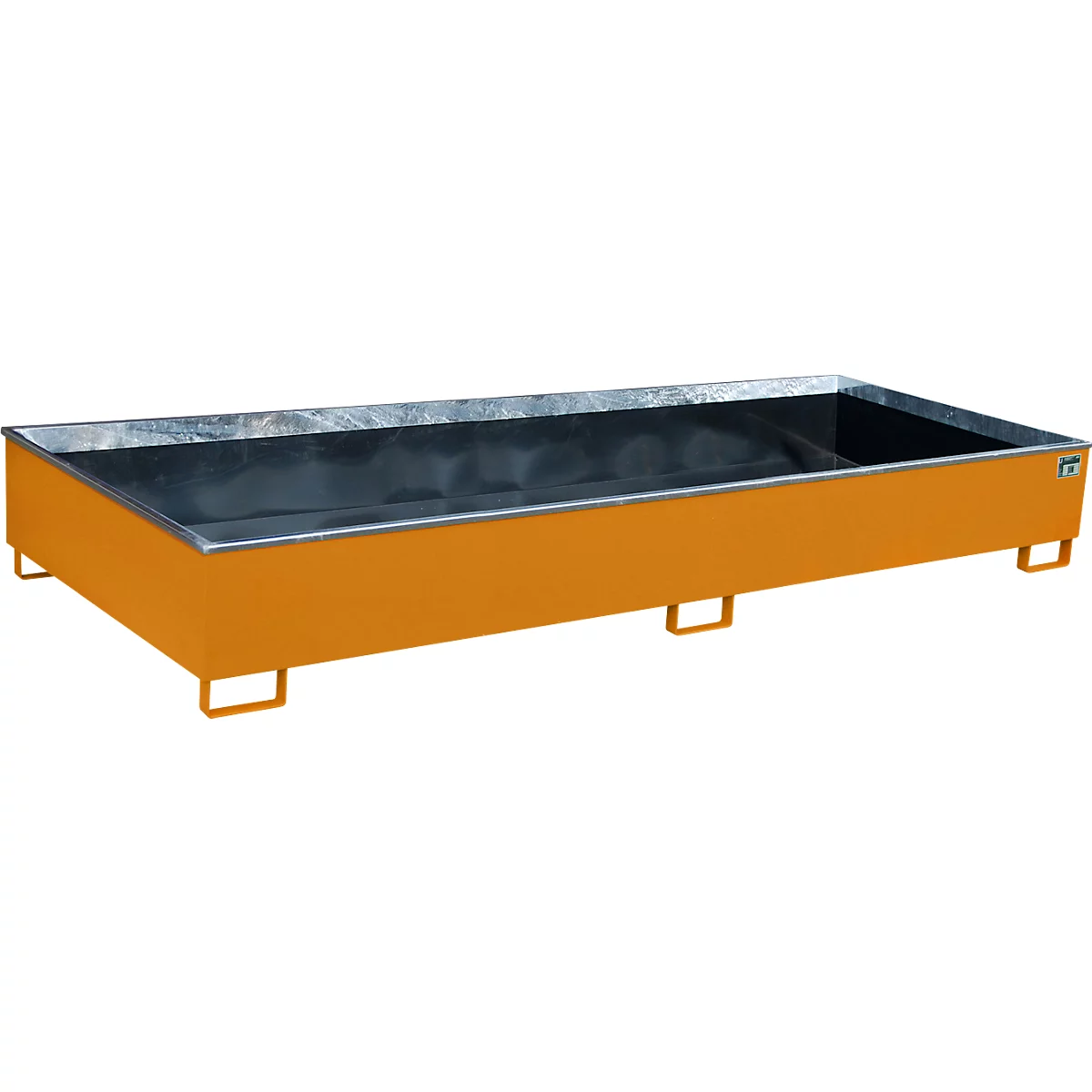 Bauer Regalwanne RW 3300-3 PE, mit PE-Einsatz, B 3262 x T 1312 x H 383 mm, bis 1000 l, Stahl lackiert, gelborange