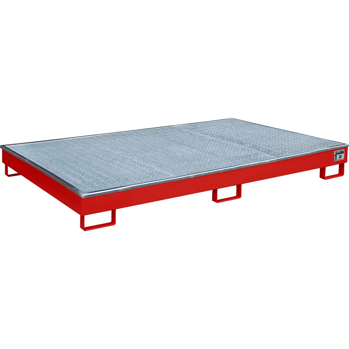 Bauer Regalwanne RW-GR 2200-1 PE, mit PE-Einsatz, mit Gitterrost, L 2165 x B 1315 x H 230 mm , feuerrot RAL 3000