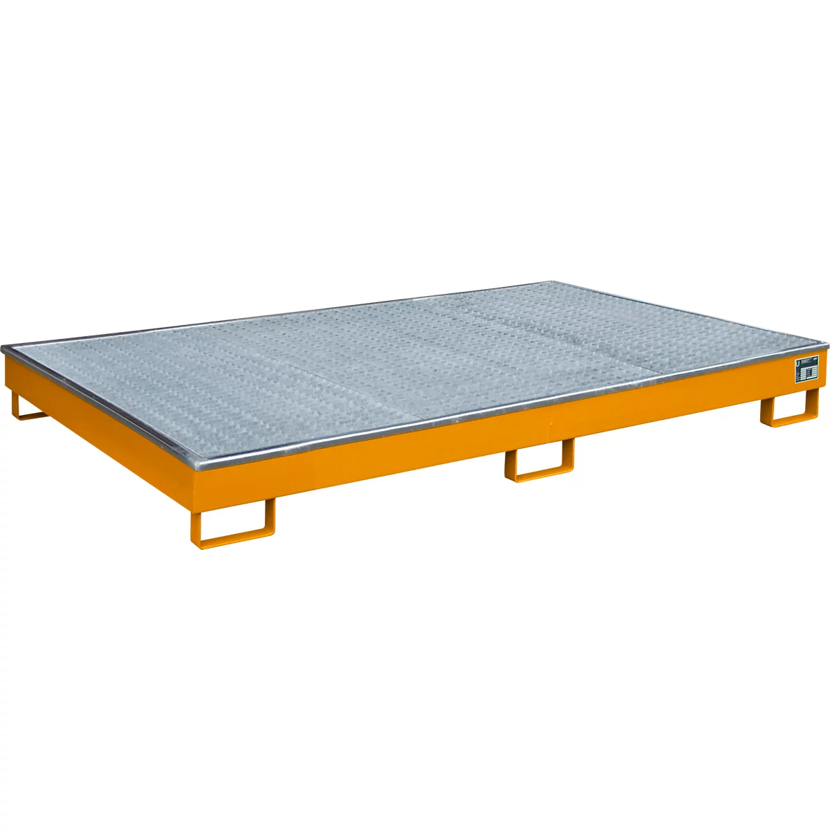 Bauer Regalwanne RW-GR 2200-1 PE, mit PE-Einsatz, mit Gitterrost, L 2165 x B 1315 x H 230 mm , gelborange RAL 2000