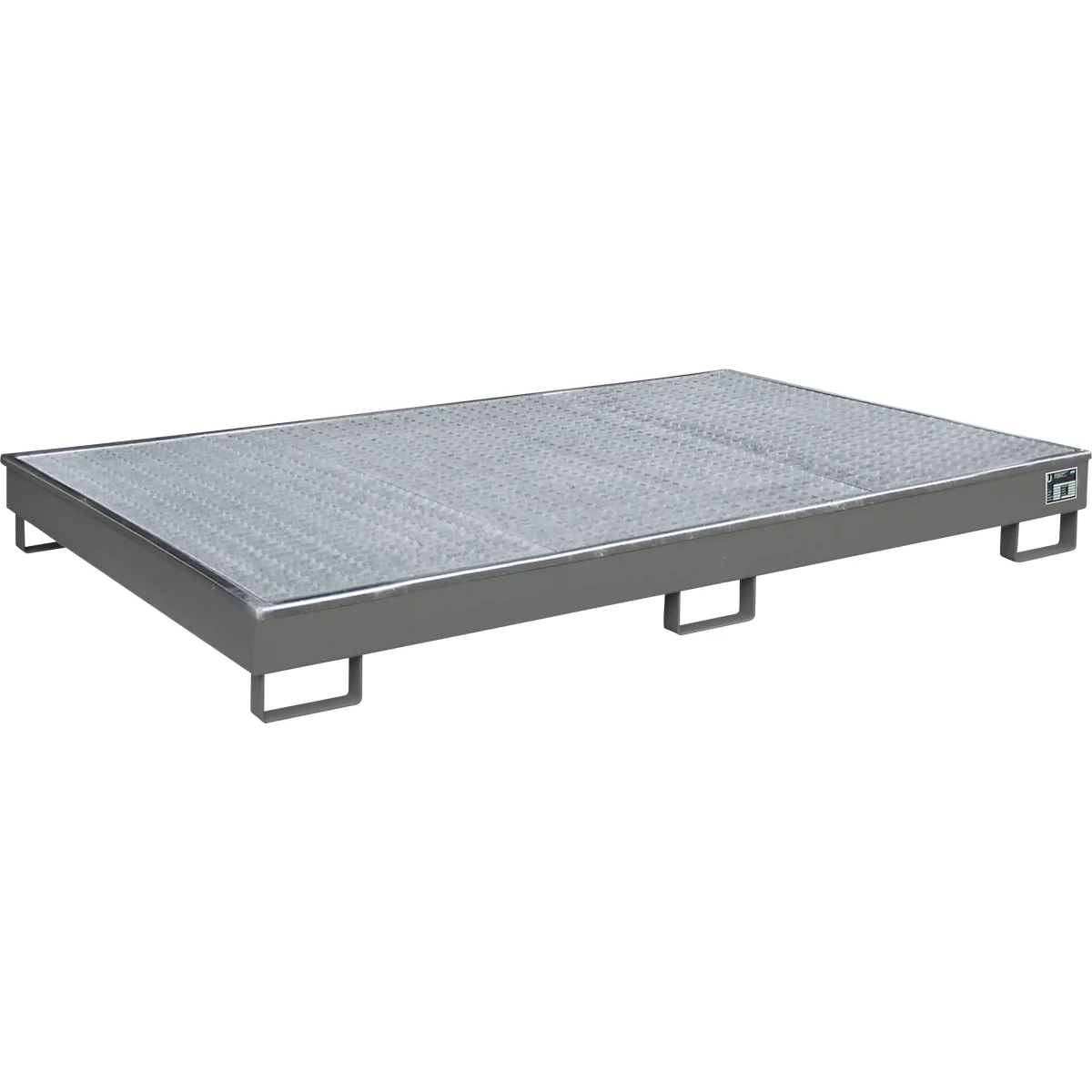 Bauer Regalwanne RW-GR 2200-1 PE, mit PE-Einsatz, mit Gitterrost, L 2165 x B 1315 x H 230 mm , mausgrau RAL 7005