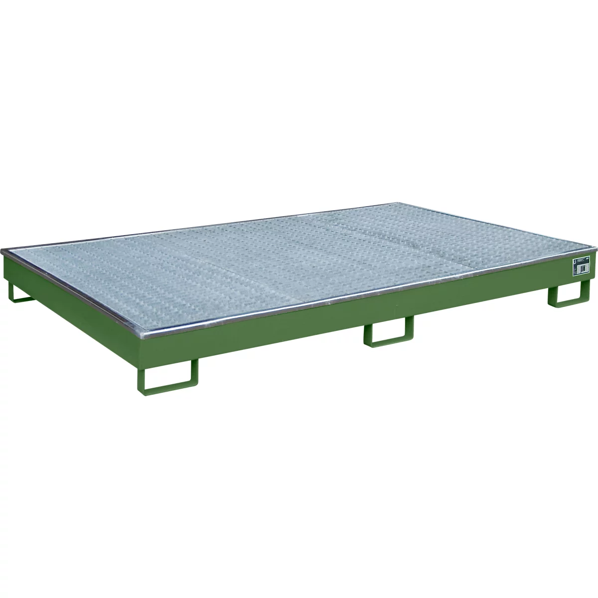 Bauer Regalwanne RW-GR 2200-1 PE, mit PE-Einsatz, mit Gitterrost, L 2165 x B 1315 x H 230 mm , resedagrün RAL 6011