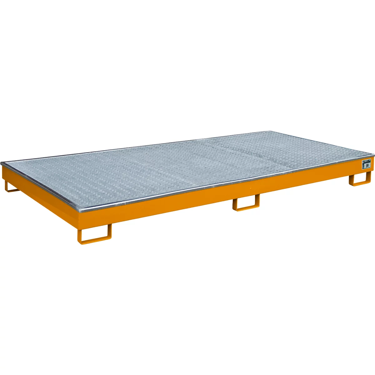 Bauer Regalwanne RW-GR 2700-1 PE, mit PE-Einsatz und Gitterrost, L 2665 x B 1315 x H 210 mm, lackiert, gelborange RAL 2000