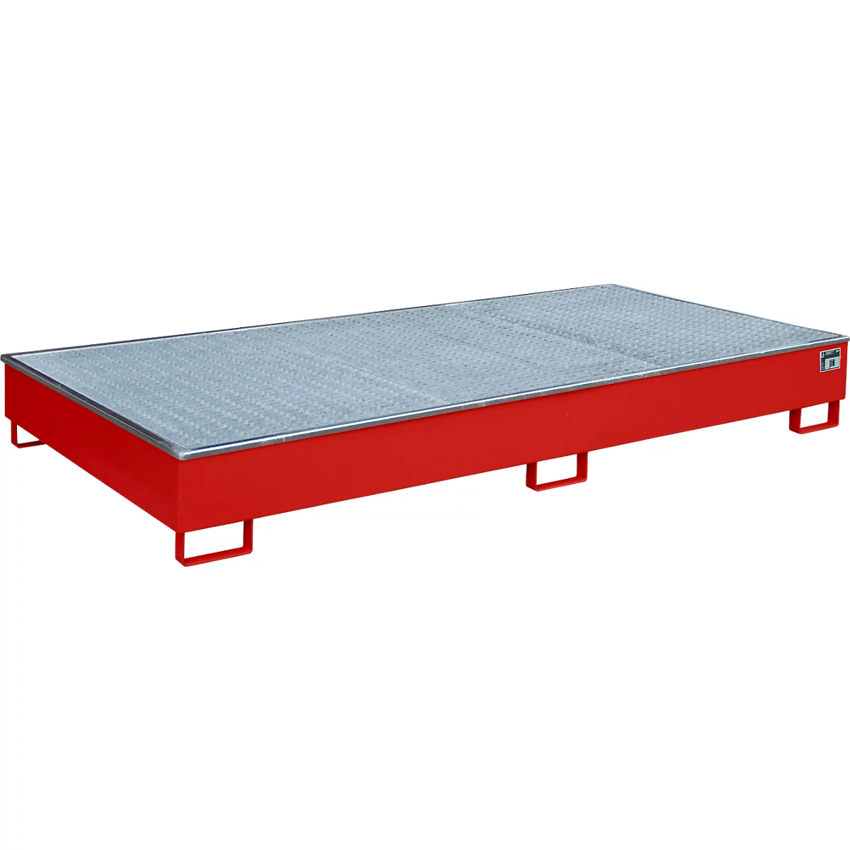 Bauer Regalwanne RW-GR 2700-2 PE, mit PE-Einsatz, mit Gitterrost, L 2665 x B 1315 x H 305 mm, feuerrot RAL 3000