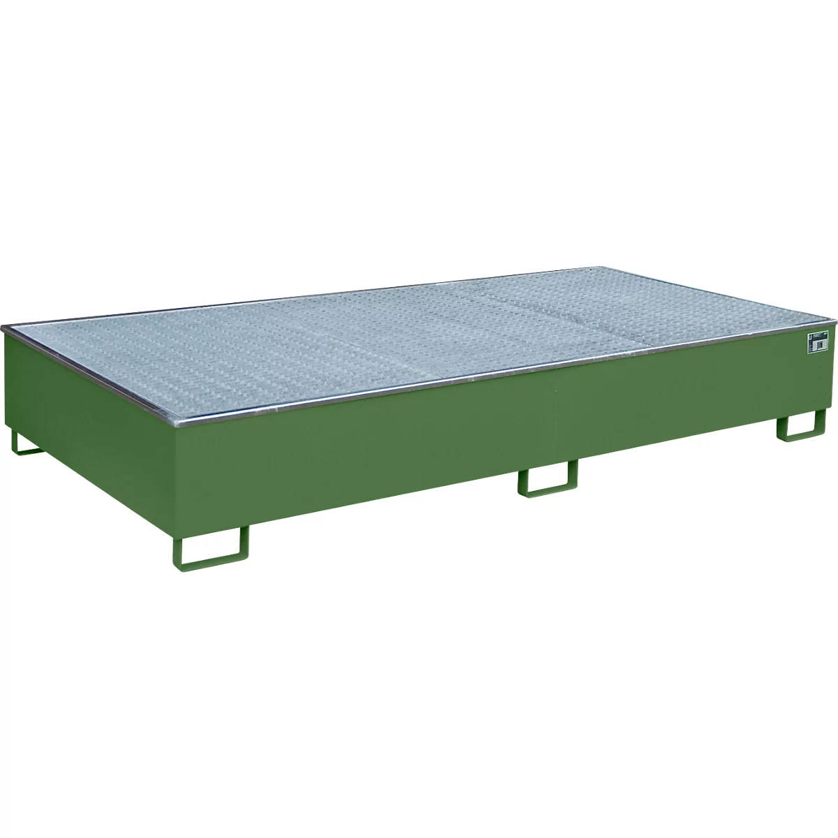 Bauer Regalwanne RW-GR 2700-3 PE, mit PE-Einsatz, mit Gitterrost, L 2665 x B 1315 x H 440 mm, resedagrün RAL 6011