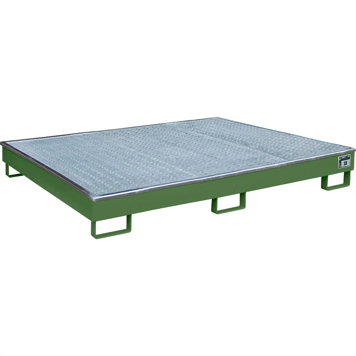 Bauer RW-GR 1800 PE legbordgoot, met PE inzet, met rooster, L 1765 x B 1315 x H 255 mm, reseda groen RAL 6011