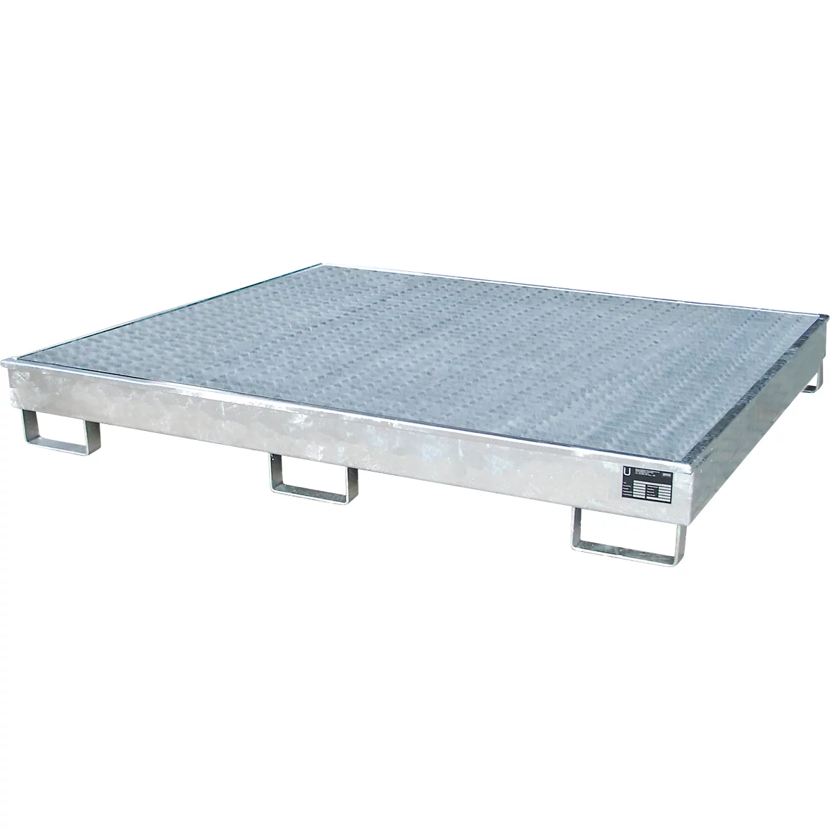 Bauer RW-GR 1800 PE legbordgoot, met PE inzet, met rooster, L 1765 x B 1315 x H 255 mm, thermisch verzinkt