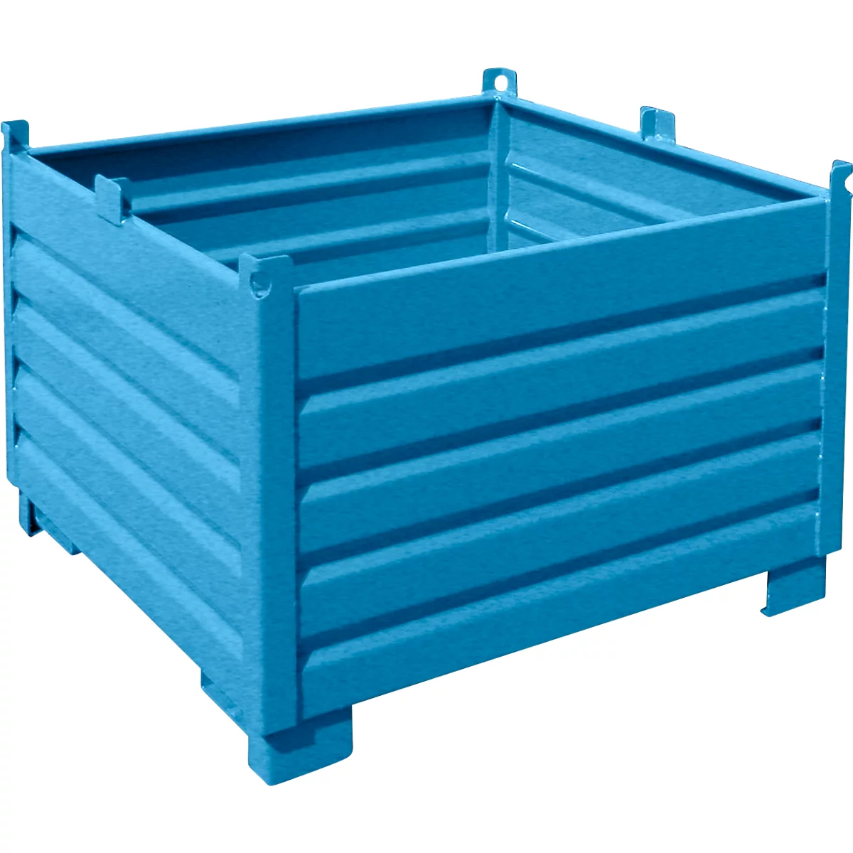 Bauer Sammelbehälter-System SBS 1000, L 1200 x B 1200 x H 850 mm, bis zu 3-fach stapelbar, lackiert, mit Transportwagen, lichtblau RAL 5012