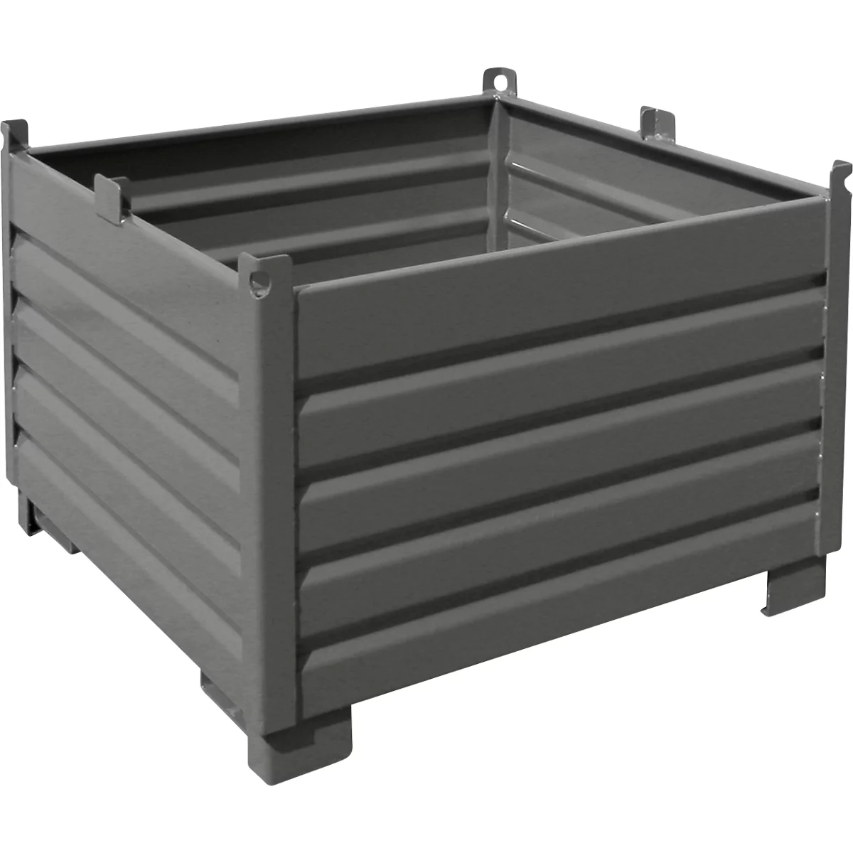 Bauer Sammelbehälter-System SBS 1000, L 1200 x B 1200 x H 850 mm, bis zu 3-fach stapelbar, lackiert, mit Transportwagen, mausgrau RAL 7005