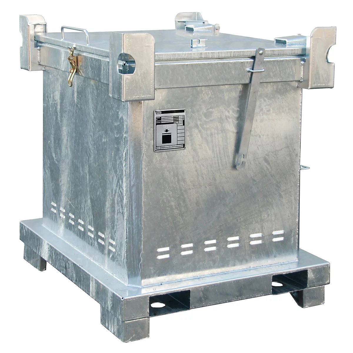 BAUER SAS 800 container voor gevaarlijk afval, plaatstaal, thermisch verzinkt, afsluitbaar, B 1200 x D 1000 x H 1235 mm
