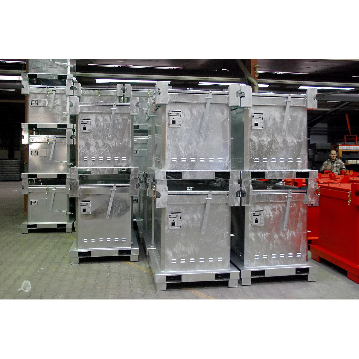 BAUER SAS 800 container voor gevaarlijk afval, plaatstaal, thermisch verzinkt, afsluitbaar, B 1200 x D 1000 x H 1235 mm