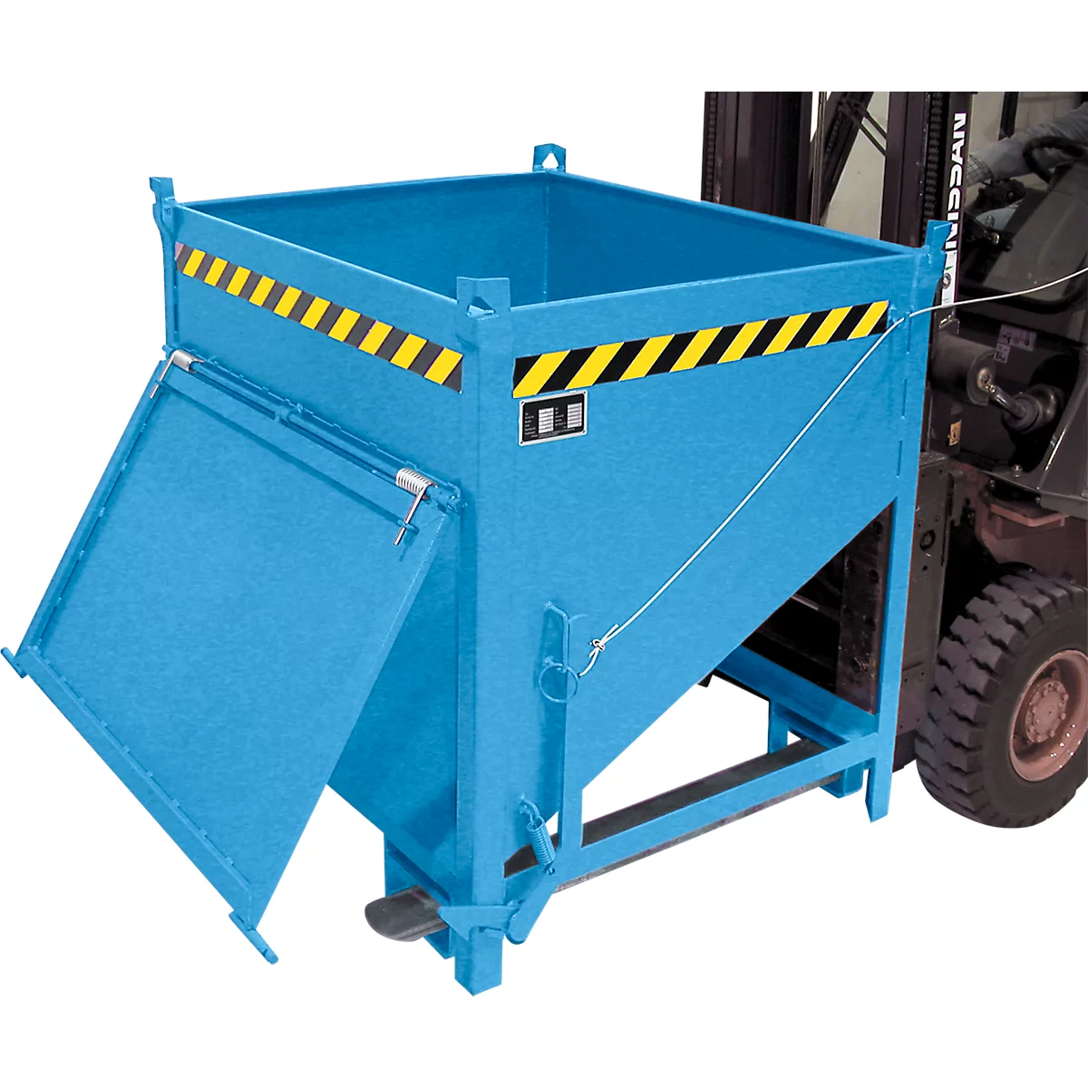 Bauer SGK 75 silocontainer, trekkoord lediging, L 1000 x B 1200 x H 1170 mm, 0,75 m³, tot 1000 kg, staal, lichtblauw