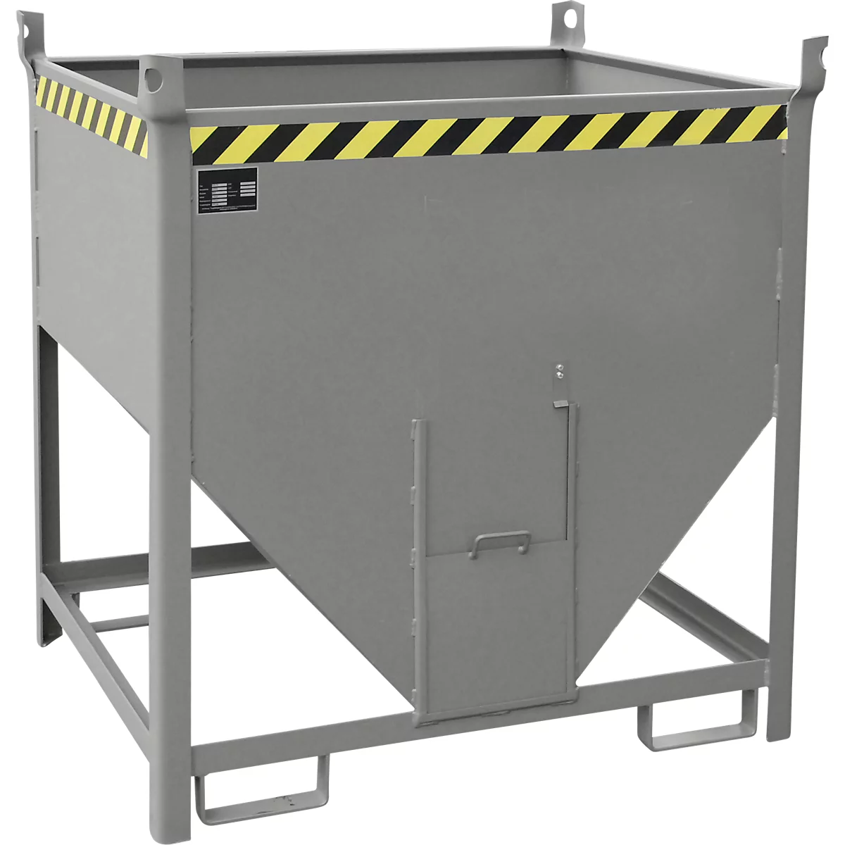 Bauer Silobehälter SGS 75, mit Schieberverschluss, L 1000 x B 1200 x H 1260 mm, 0,75 m³, bis 1000 kg, Stahl, Stahlblech, Mausgrau