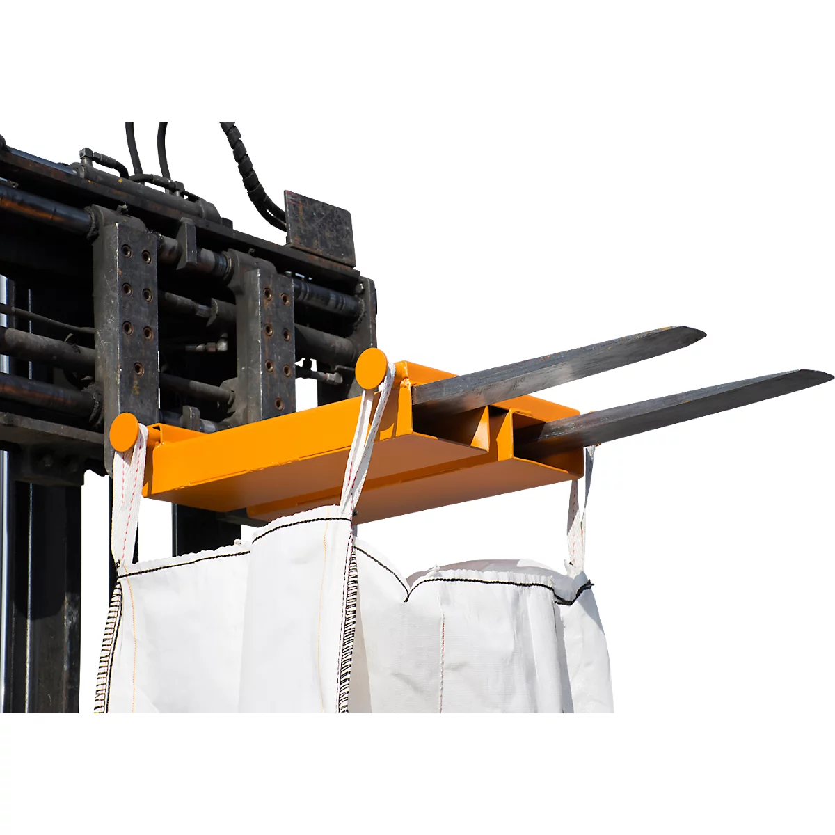 Bauer Traverse pour big bags TBB-E, pour chariot élévateur, L 650 x l 610 x H 145 mm, jusqu'à 1000 kg, acier, jaune-orange
