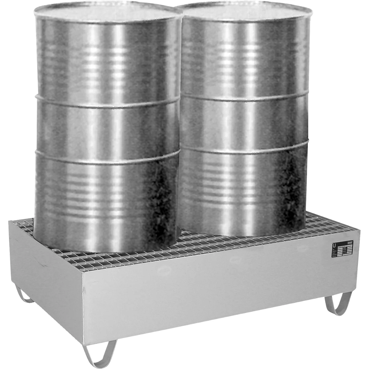 Bauer VAW-2 lekbak, L 1200 B x 800 x H 360 mm, tot 224 l, roestvrij staal, toegankelijk van onderaf