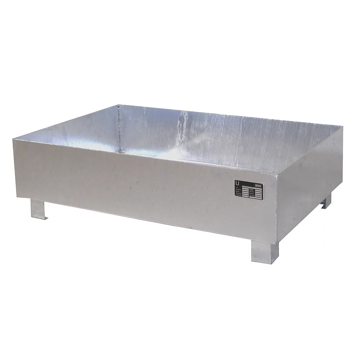 BAUER WO-2/200 opvangbak, staal, bereikbaar per auto, thermisch verzinkt, B 1200 x D 800 x H 360 mm