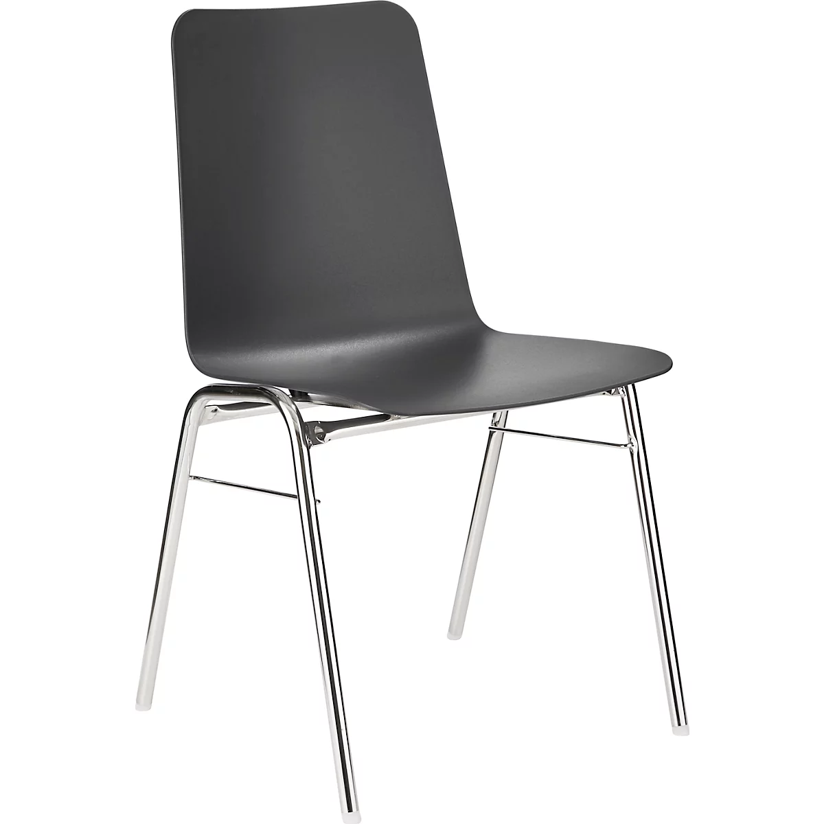 BAVARIA stapelstoel 71220-21, ergonomische zitvorm, ronde stalen buis, vlamvertragend, B 500 x D 550 x H 860 mm, leigrijs/chroom