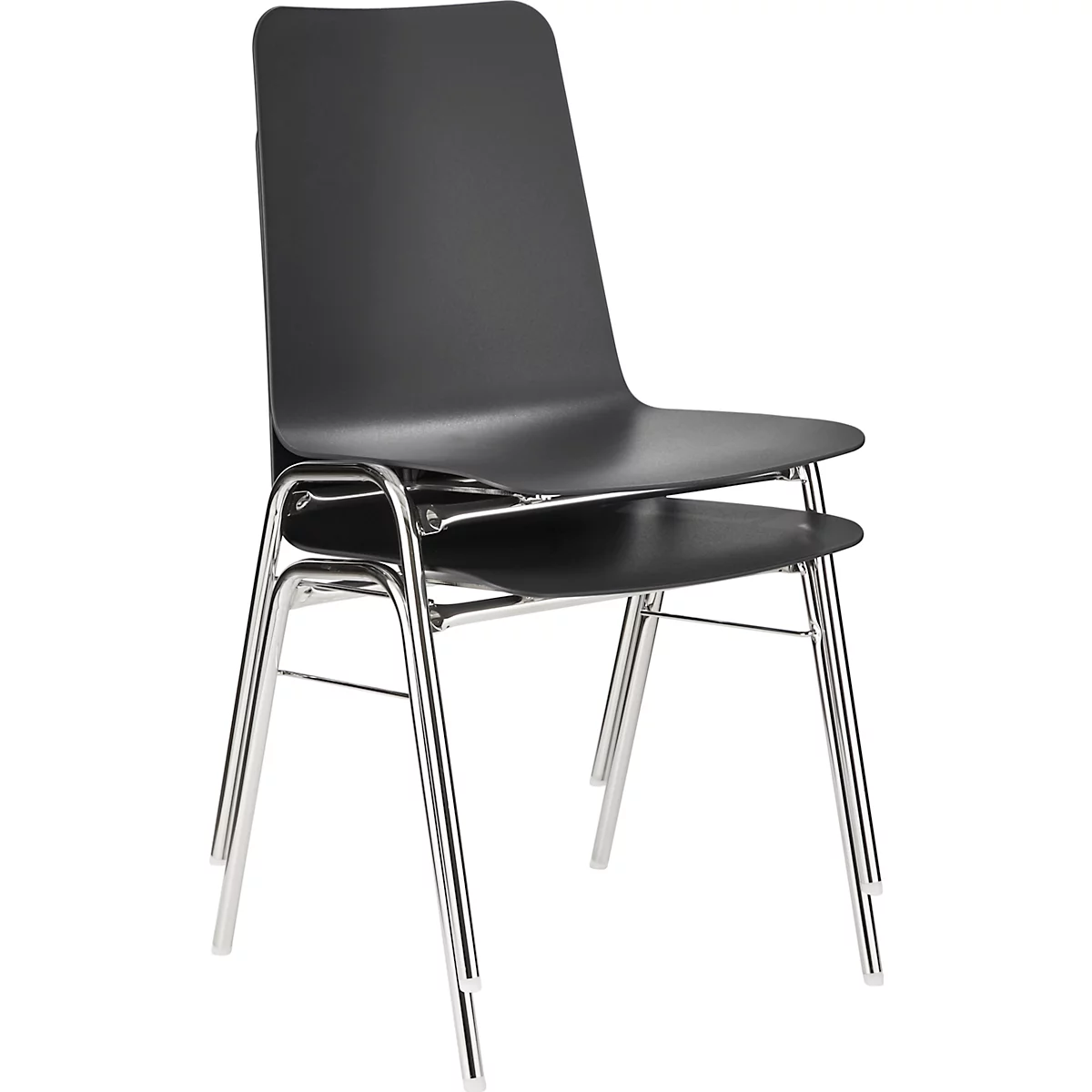 BAVARIA stapelstoel 71220-21, ergonomische zitvorm, ronde stalen buis, vlamvertragend, B 500 x D 550 x H 860 mm, leigrijs/chroom