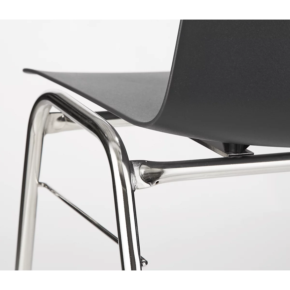 BAVARIA stapelstoel 71220-21, ergonomische zitvorm, ronde stalen buis, vlamvertragend, B 500 x D 550 x H 860 mm, leigrijs/chroom