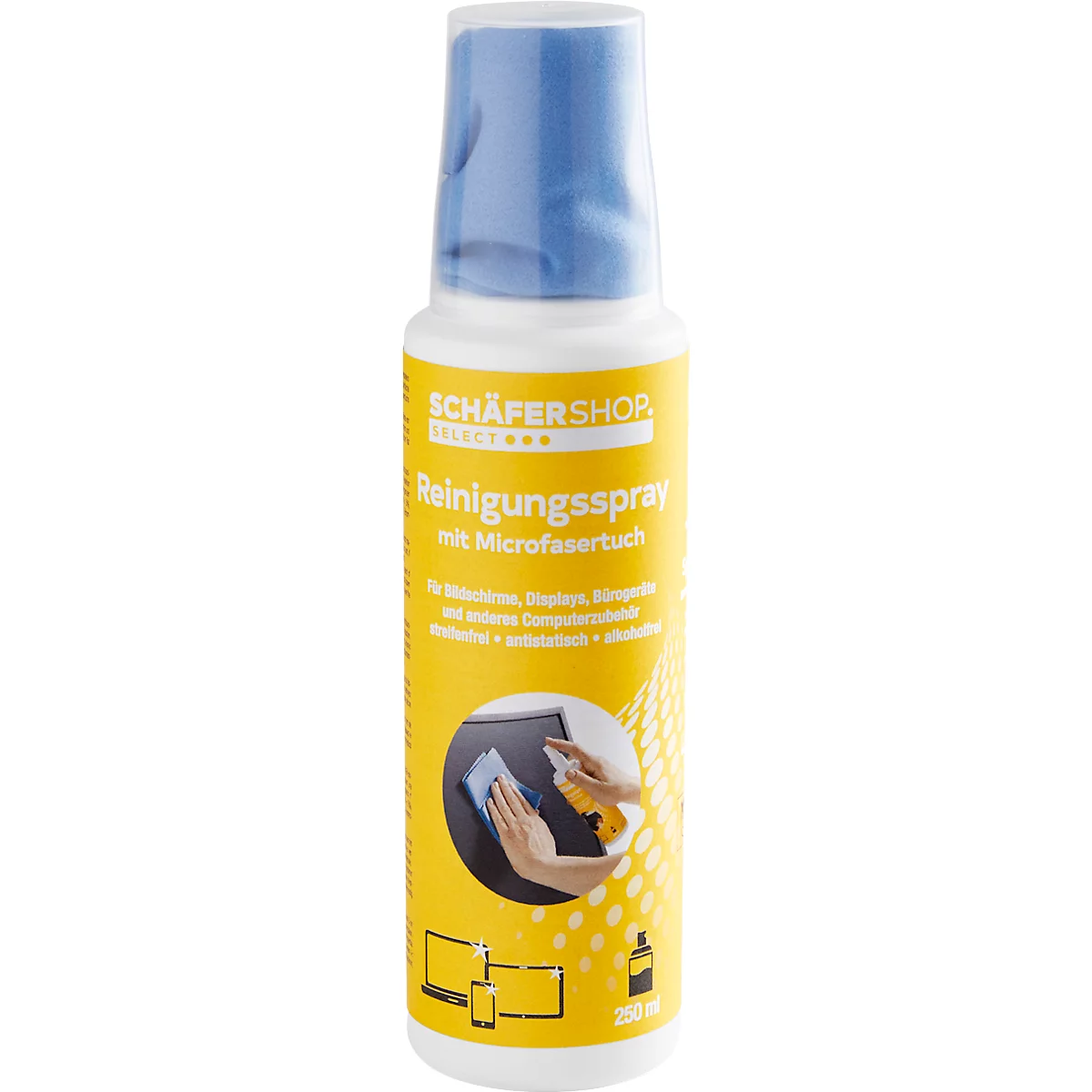 Beeldschermreinigingsspray - antistatisch - 250 ml - met microvezeldoek - ons merk Schäfer Shop Select