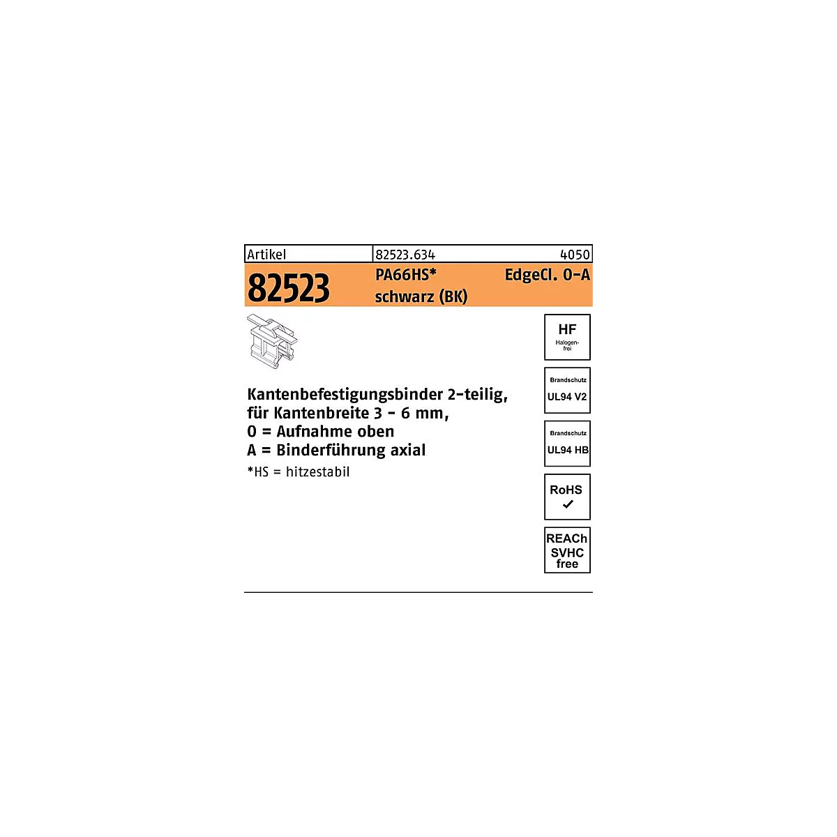 Befestigungsbinder R 8252 3 Edgecl. 4,6x200/45 PA66 HS sw OA 500St HELLERMANN