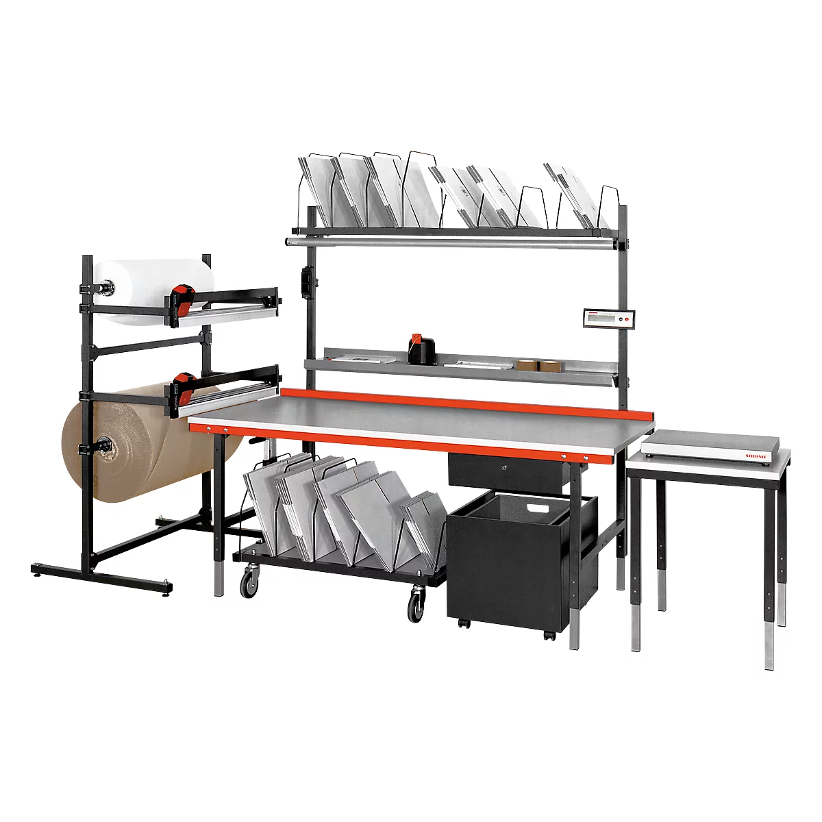 Befestigungsholm für Pack- und Arbeitstisch Rocholz System 2000, 2 Stück, Höhe über Tisch 1085 mm, hellgrau