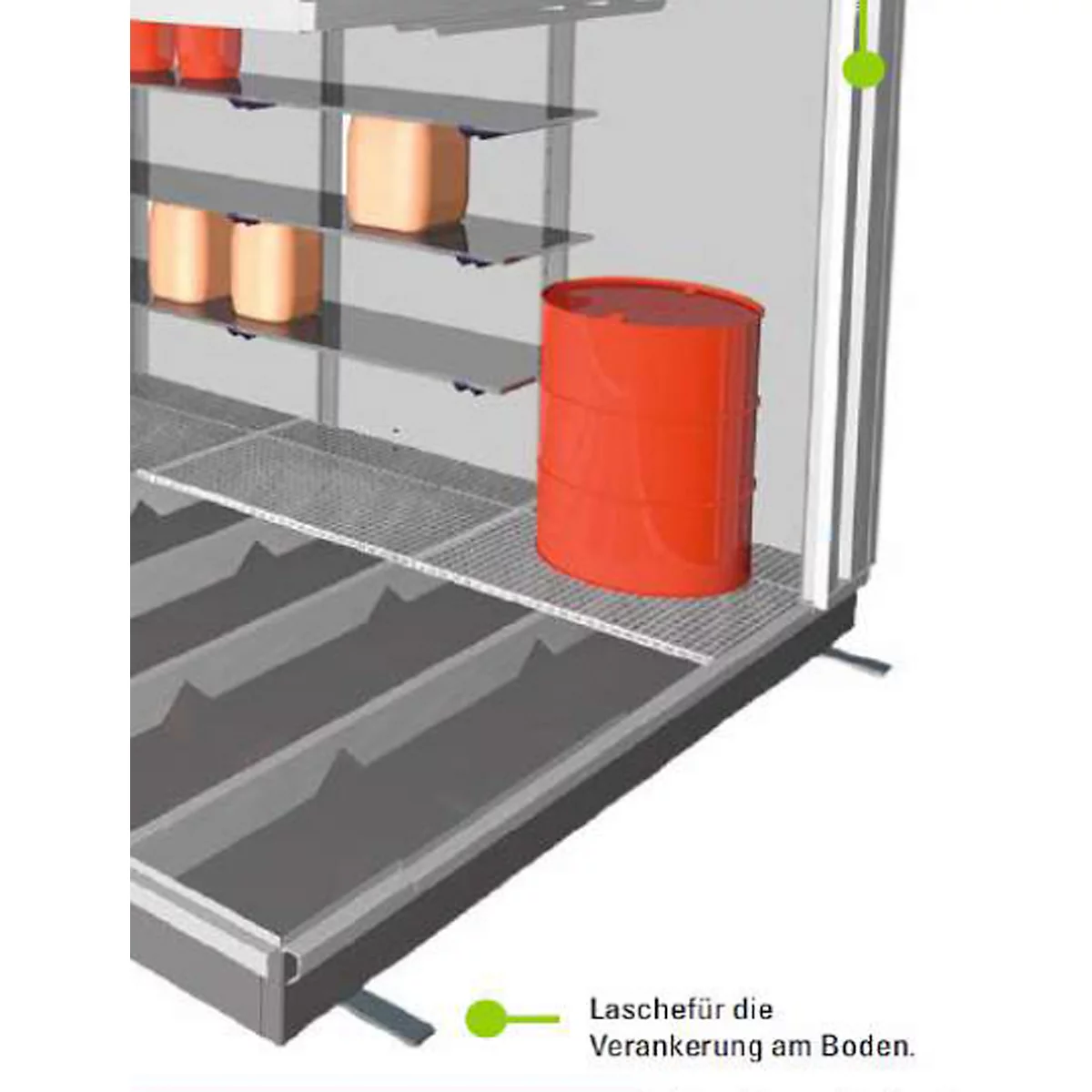 Befestigungsset f. PE-Gefahrstoffdepot asecos, Bodenverankerung, f. alle Modelle