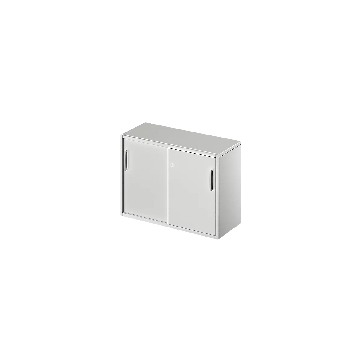 Beistellschrank TETRIS SOLID, 2 OH, in Schreibtischhöhe, B 1000 mm, 25 mm Abdeckplatte, lichtgrau/weißalu