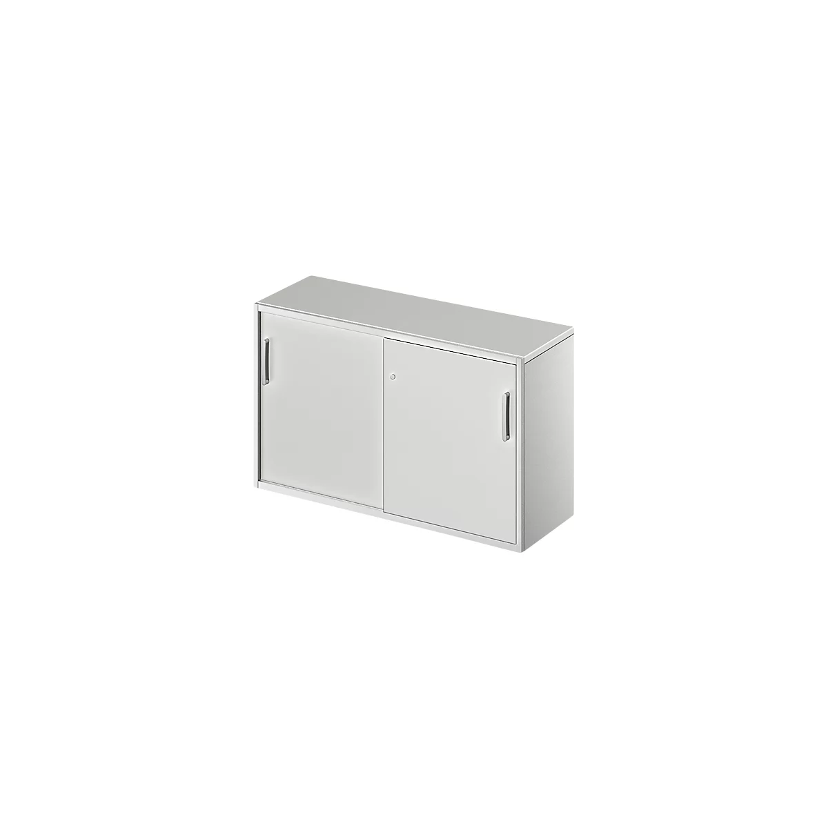 Beistellschrank TETRIS SOLID, 2 OH, in Schreibtischhöhe, B 1200 mm, 25 mm Abdeckplatte, lichtgrau/weißalu