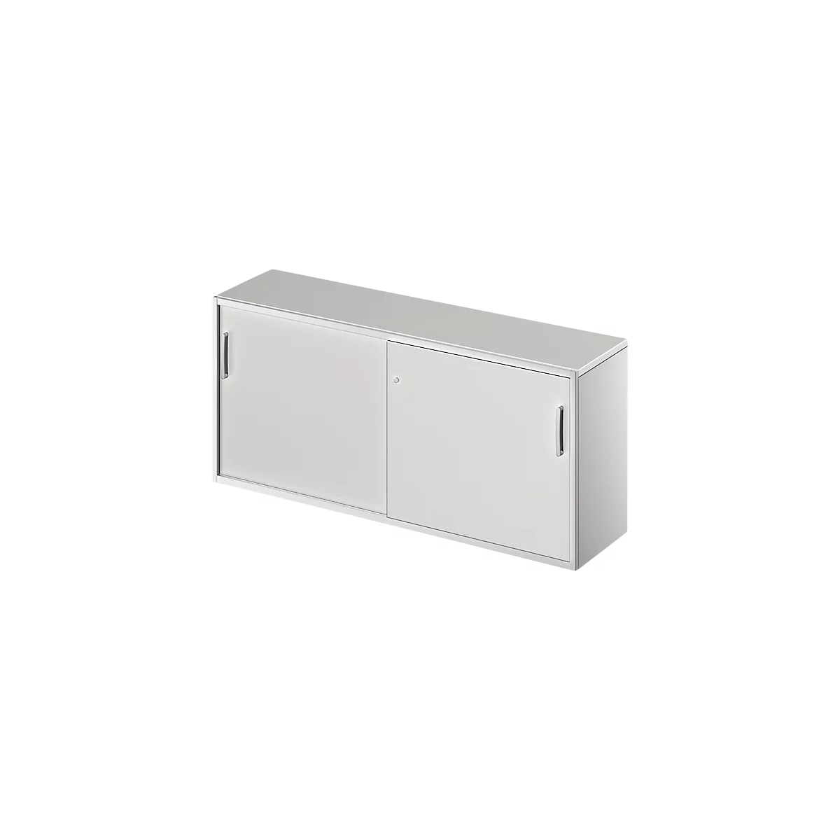 Beistellschrank TETRIS SOLID, 2 OH, in Schreibtischhöhe, B 1600 mm, 25 mm Abdeckplatte, lichtgrau/weißalu