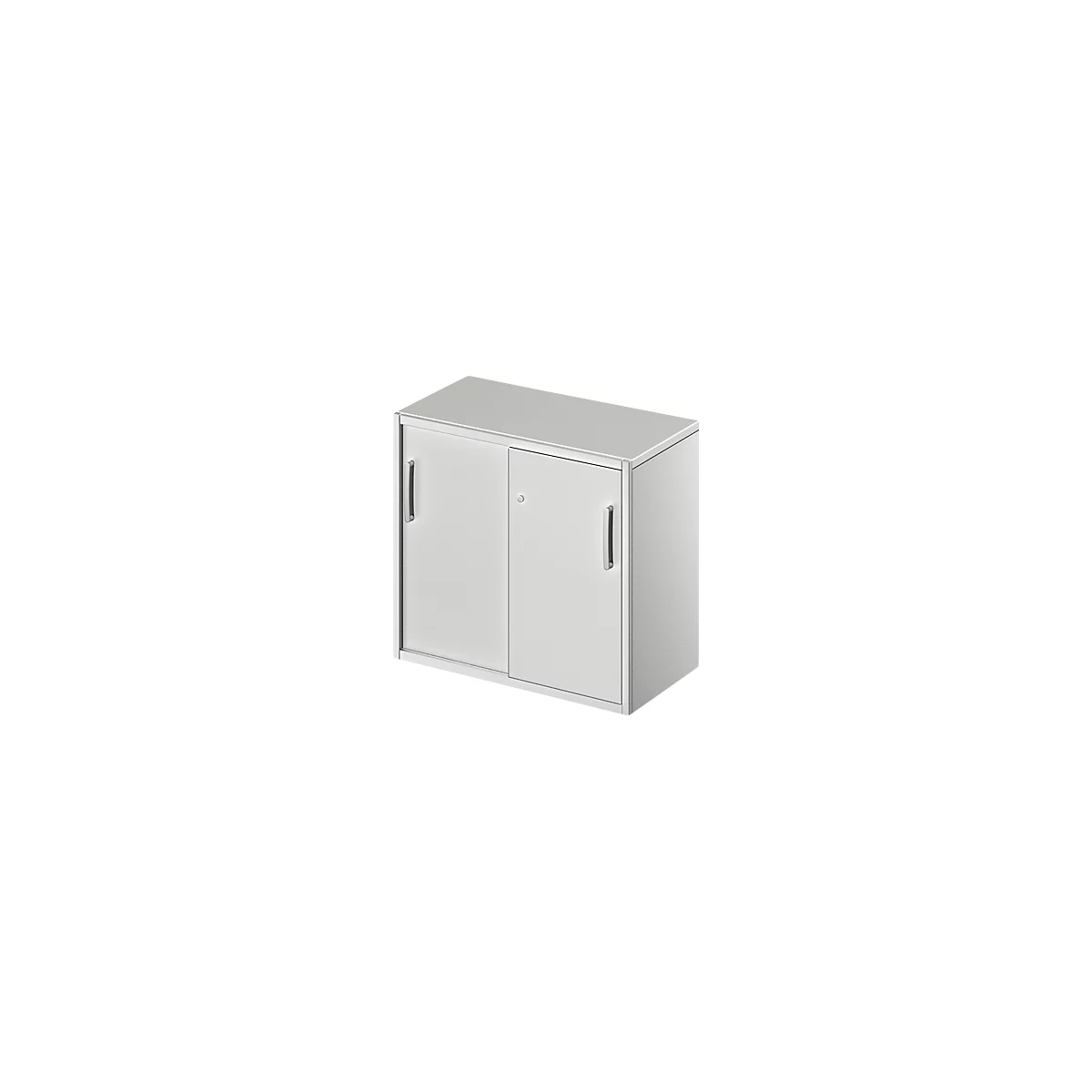 Beistellschrank TETRIS SOLID, 2 OH, in Schreibtischhöhe, B 800 mm, 25 mm Abdeckplatte, lichtgrau/weißalu