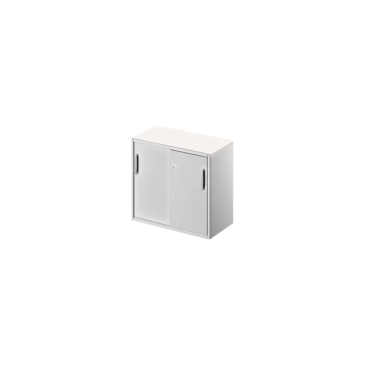 Beistellschrank TETRIS SOLID, 2 OH, in Schreibtischhöhe, B 800 mm, 25 mm Abdeckplatte, weiß/weißalu