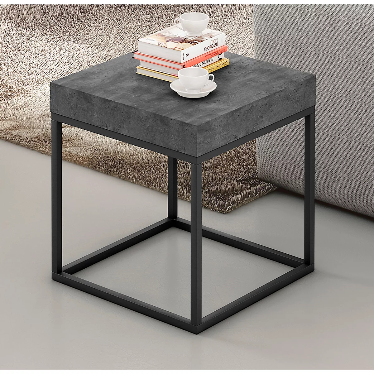Beistelltisch Beton, 550 x 550 x 530 mm, schwarz