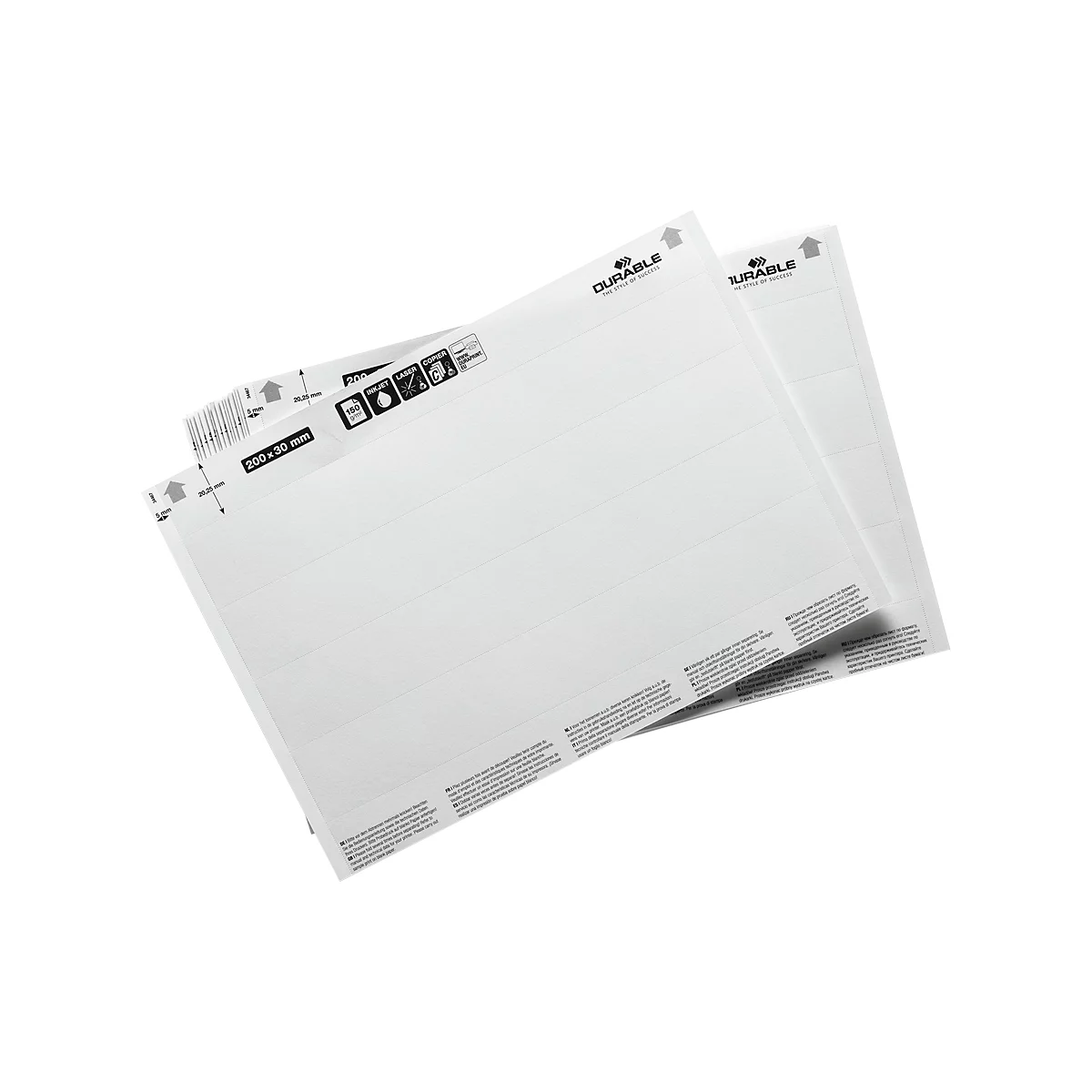 Beletteringsvellen LABEL REFILL, geperforeerd, bedrukbaar, B 200 x H 20 mm, 100 labels