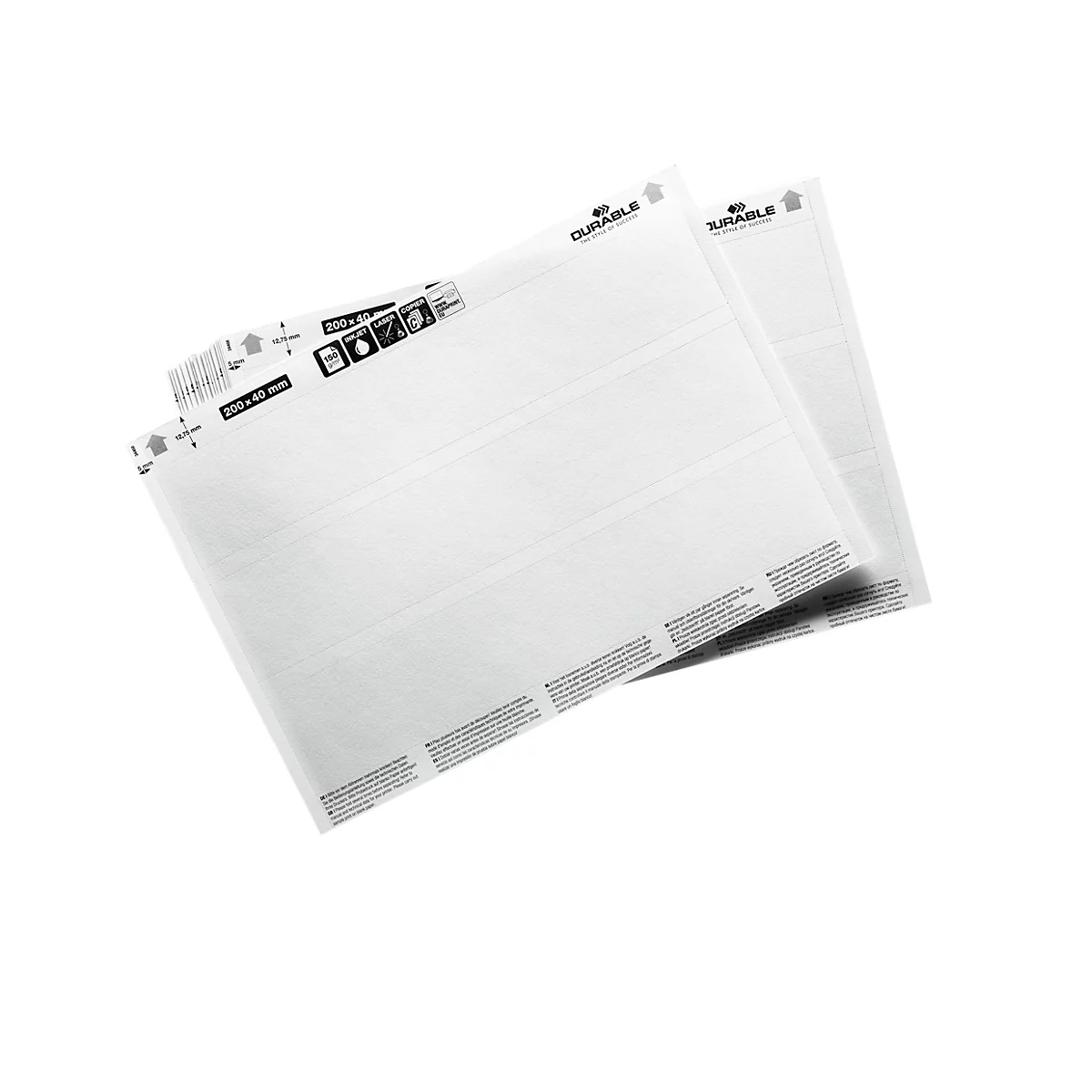 Beletteringsvellen LABEL REFILL, geperforeerd, bedrukbaar, B 200 x H 40 mm, 60 labels
