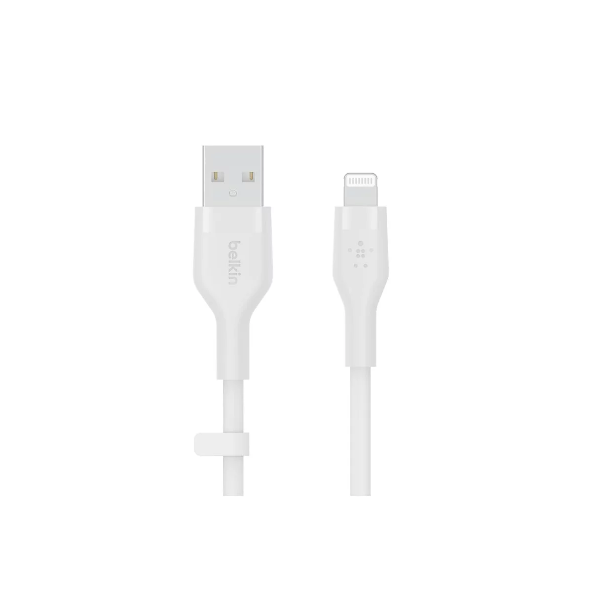 Weißes Lightning-Kabel. Aufschrift: Belkin.