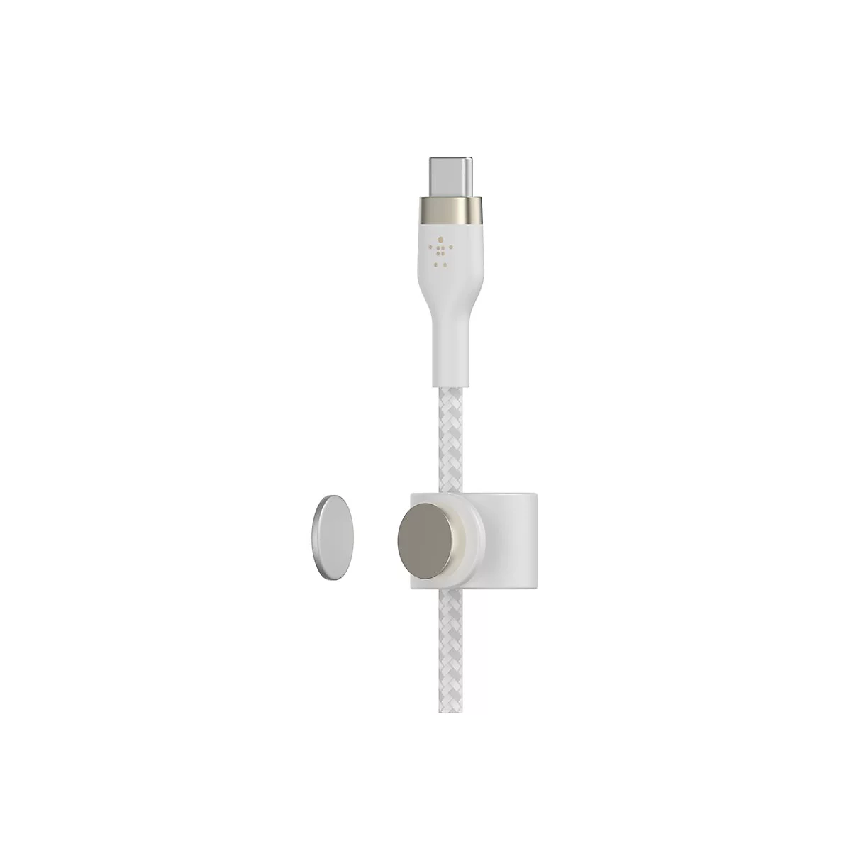 Weißes USB-C-Kabel mit magnetischer Halterung.
