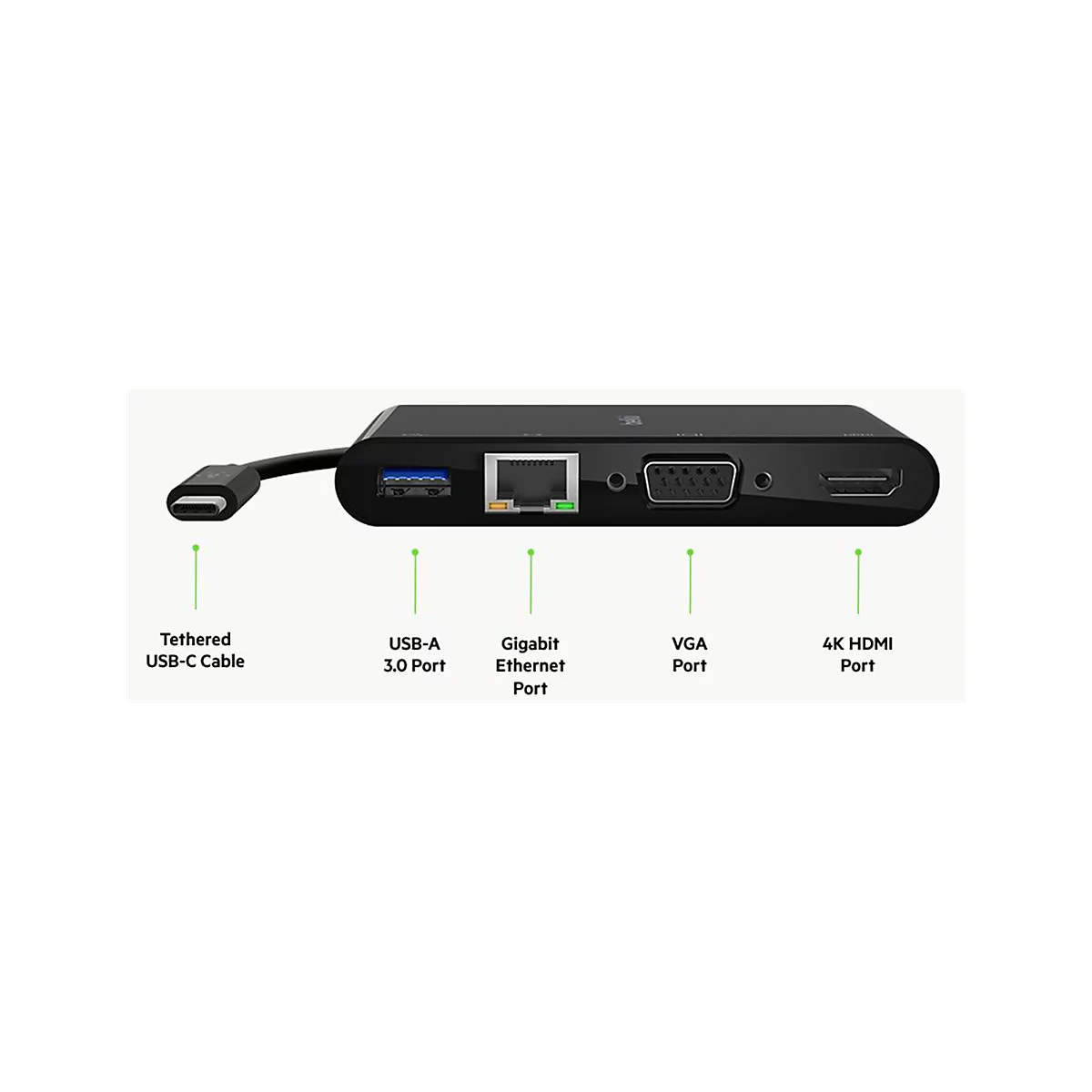 Belkin Multimedia- und Ladeadapter - USB-C - VGA, HDMI - GigE