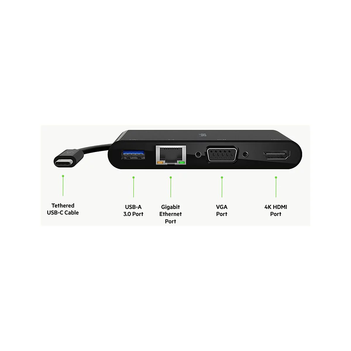 Belkin Multiport-Adapter - USB-C - VGA, HDMI - GigE
