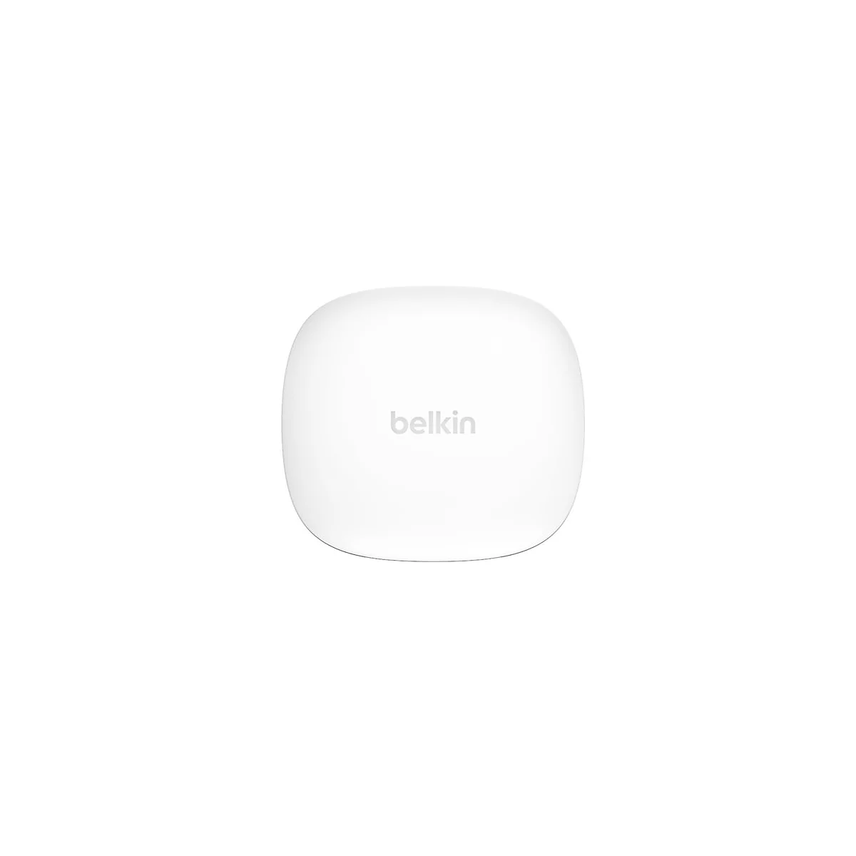 Appareil ovale blanc avec texte Belkin, sur fond blanc.