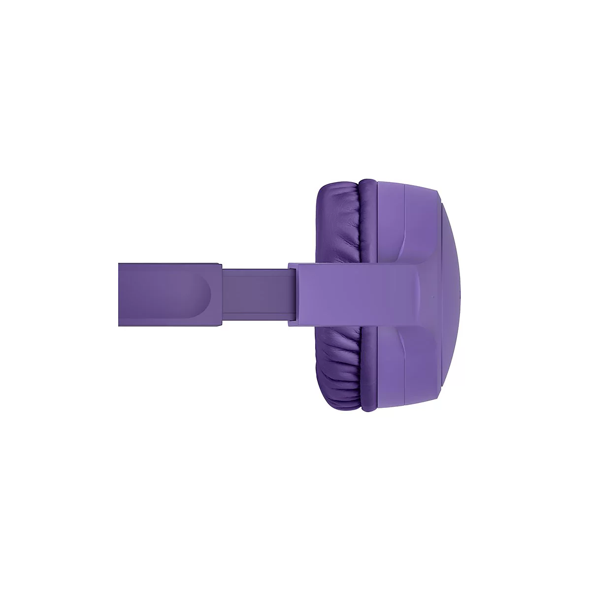 Vue de dessus d'un casque violet. Rembourrage et bandeau de la même couleur. Fond blanc.