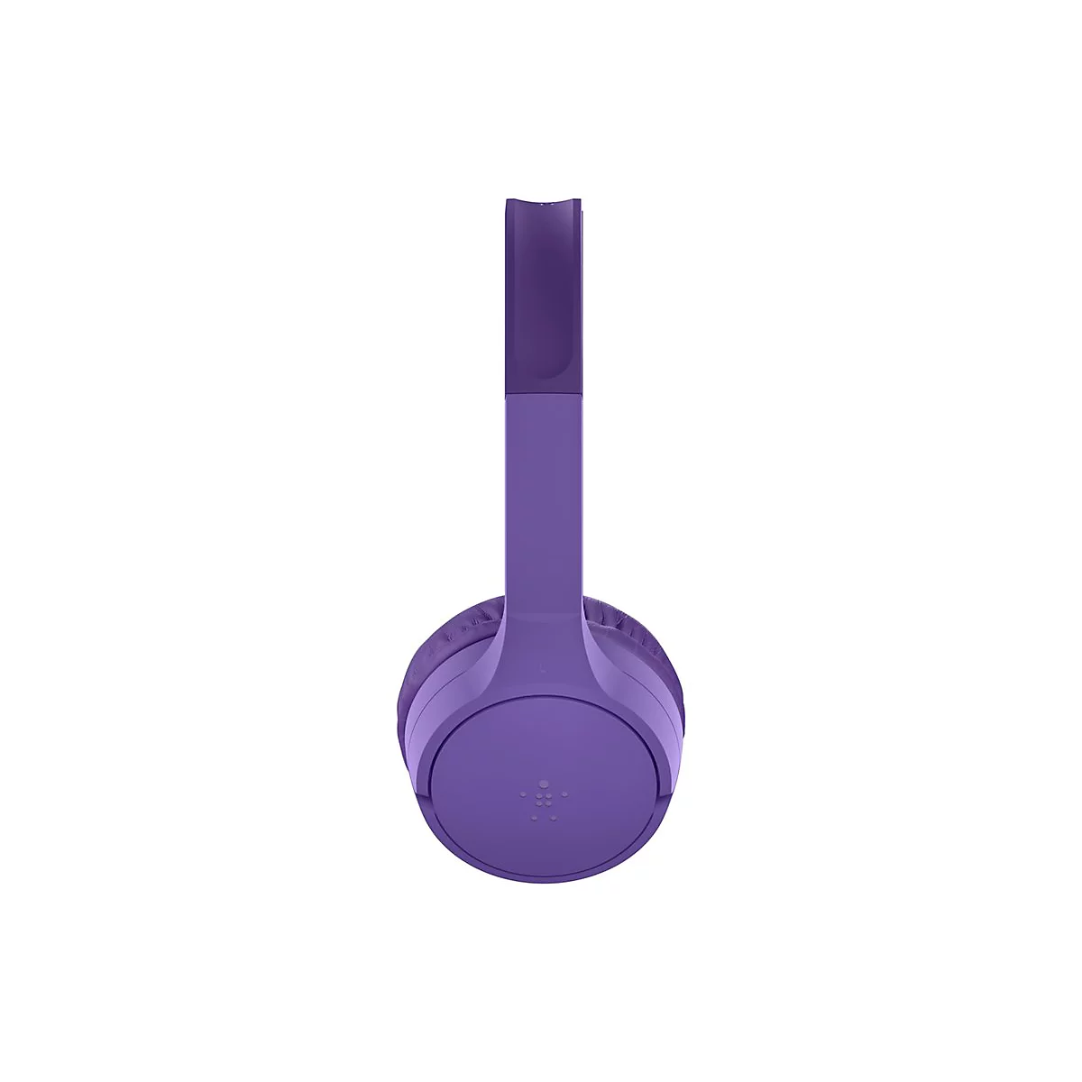 Casque violet, vue latérale, sur fond blanc.