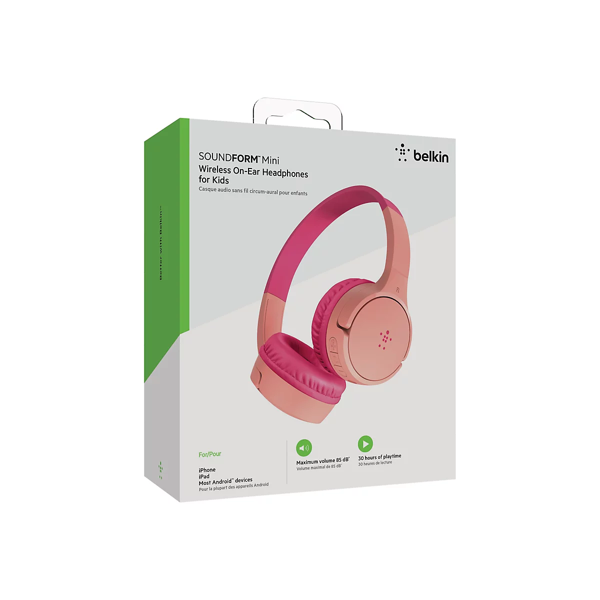 Belkin SoundForm Mini - Kopfhörer mit Mikrofon - On-Ear - Bluetooth - kabellos, kabelgebunden - 3,5 mm Stecker