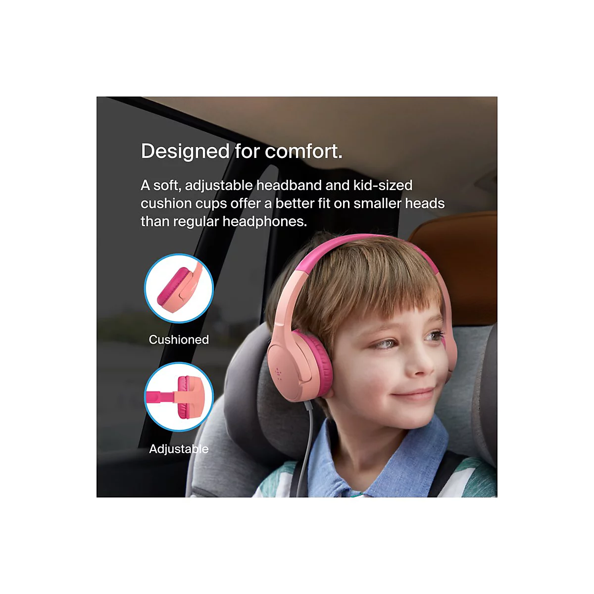 Belkin SoundForm Mini - Kopfhörer mit Mikrofon - On-Ear - kabelgebunden - 3,5 mm Stecker - pink