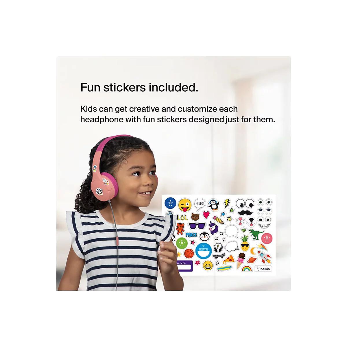 Belkin SoundForm Mini - Kopfhörer mit Mikrofon - On-Ear - kabelgebunden - 3,5 mm Stecker - pink