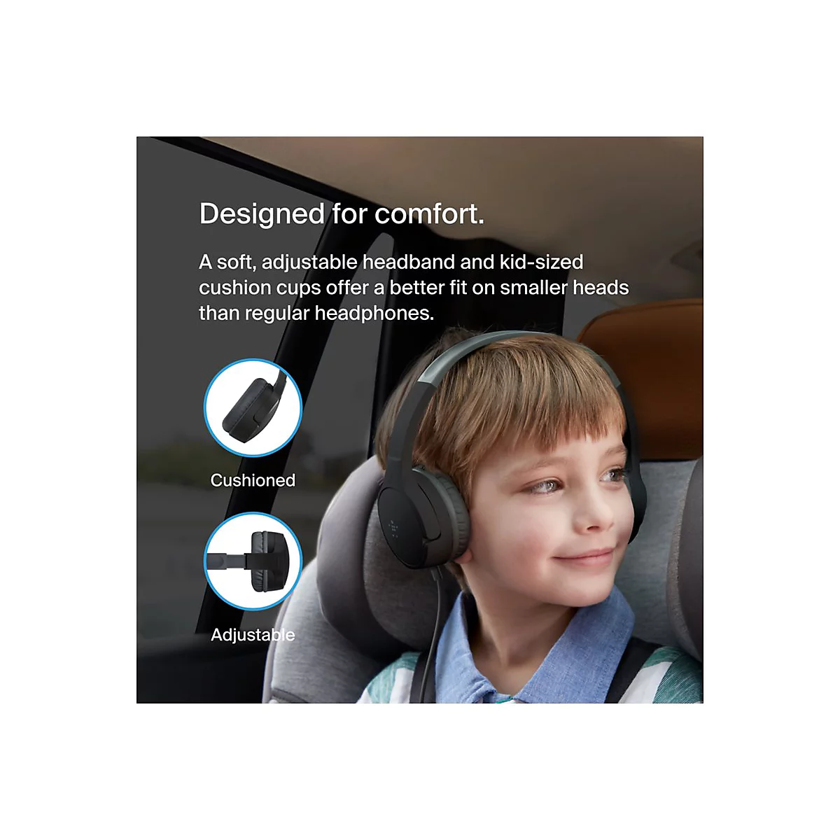 Belkin SoundForm Mini - Kopfhörer mit Mikrofon - On-Ear - kabelgebunden - 3,5 mm Stecker - Schwarz